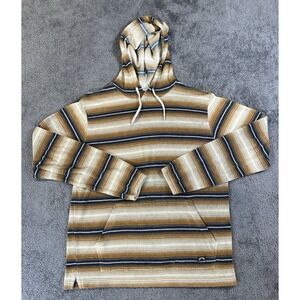 Y2K BILLABONG Hoodie Men L Flecker Diego Stripe Toweling Terry Cotton Multicolor
